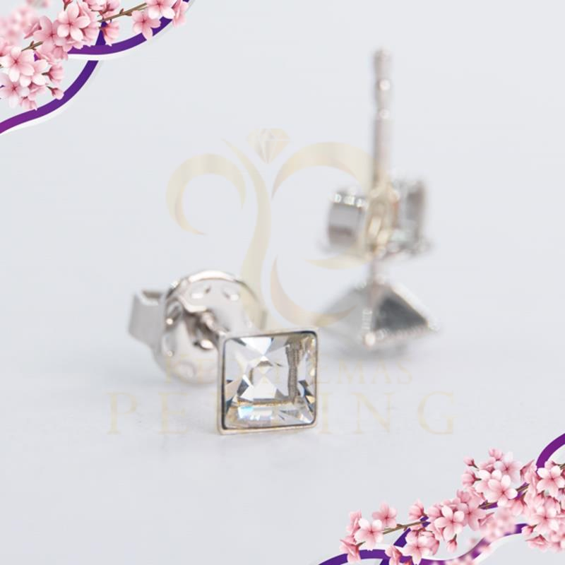 Earrings Crystals From Swarovski Square Silver