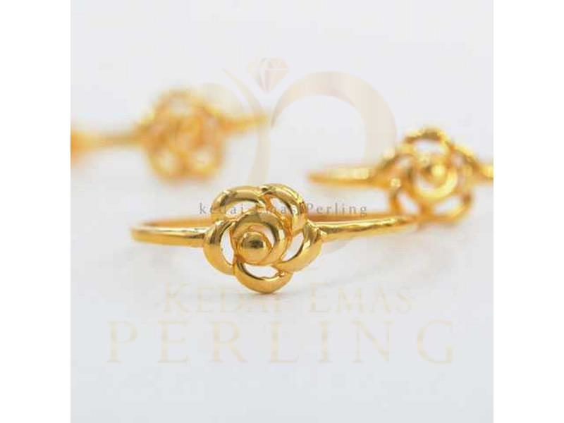 Ring Flower Rose Full Gold